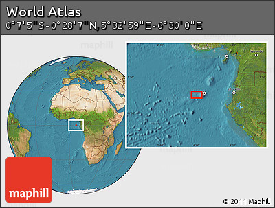Satellite Location Map of the Area around 0° 10' 31" N, 6° 1' 30" E