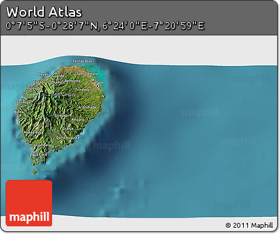 Satellite 3D Map of the Area around 0° 10' 31" N, 6° 52' 30" E