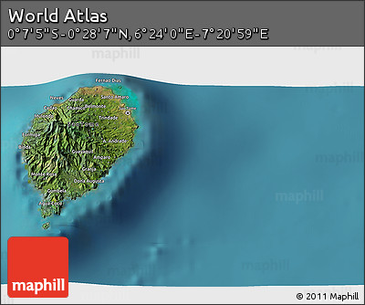 Satellite 3D Map of the Area around 0° 10' 31" N, 6° 52' 30" E