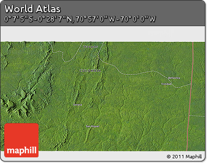 Satellite 3D Map of the Area around 0° 10' 31" N, 70° 28' 29" W