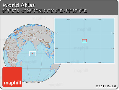 Gray Location Map of the Area around 0° 10' 31" N, 71° 28' 29" E