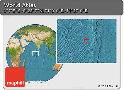 Satellite Location Map of the Area around 0° 10' 31" N, 71° 28' 29" E