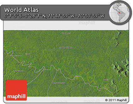Satellite 3D Map of the Area around 0° 10' 31" N, 71° 19' 29" W
