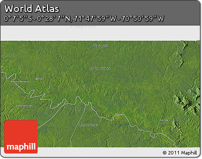 Satellite 3D Map of the Area around 0° 10' 31" N, 71° 19' 29" W