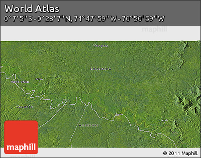 Satellite 3D Map of the Area around 0° 10' 31" N, 71° 19' 29" W
