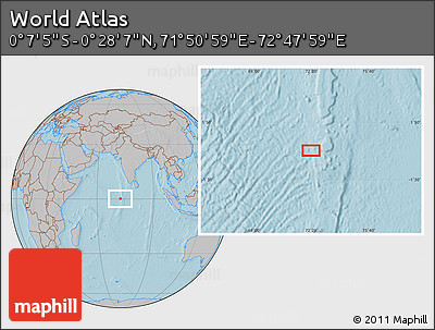 Gray Location Map of the Area around 0° 10' 31" N, 72° 19' 29" E, hill shading