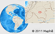 Shaded Relief Location Map of the area around 0° 10' 31" N, 72° 10' 30" W