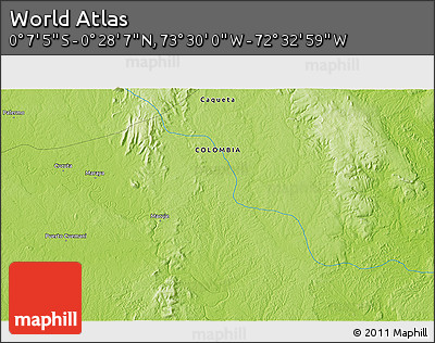 Physical 3D Map of the Area around 0° 10' 31" N, 73° 1' 30" W