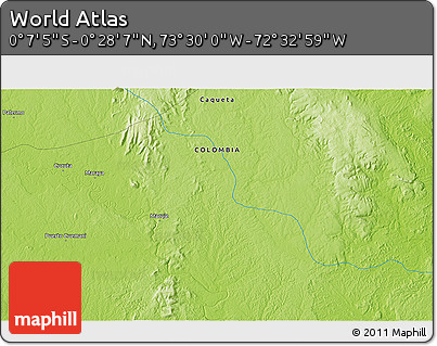 Physical 3D Map of the Area around 0° 10' 31" N, 73° 1' 30" W