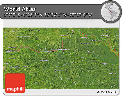 Satellite 3D Map of the Area around 0° 10' 31" N, 76° 25' 30" W