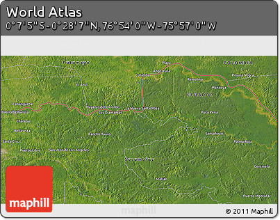 Satellite 3D Map of the Area around 0° 10' 31" N, 76° 25' 30" W