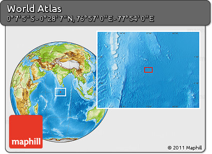 Physical Location Map of the Area around 0° 10' 31" N, 77° 25' 30" E
