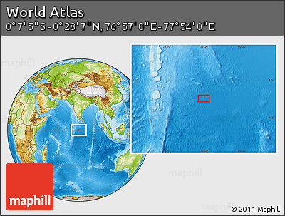 Physical Location Map of the Area around 0° 10' 31" N, 77° 25' 30" E