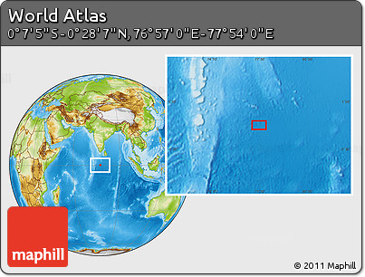 Physical Location Map of the Area around 0° 10' 31" N, 77° 25' 30" E