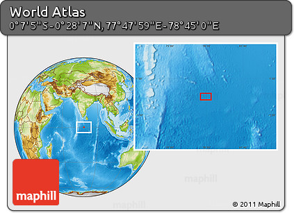 Physical Location Map of the Area around 0° 10' 31" N, 78° 16' 30" E