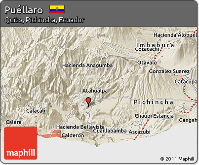 Shaded Relief Panoramic Map of Puéllaro