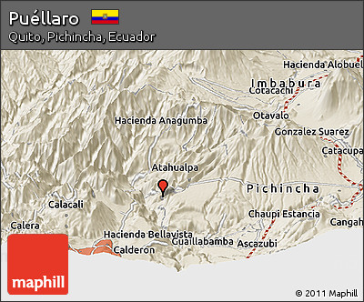 Shaded Relief Panoramic Map of Puéllaro
