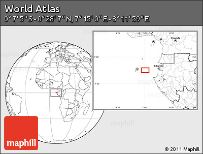 Blank Location Map of the Area around 0° 10' 31" N, 7° 43' 29" E