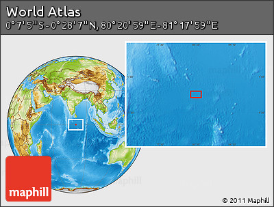 Physical Location Map of the Area around 0° 10' 31" N, 80° 49' 29" E