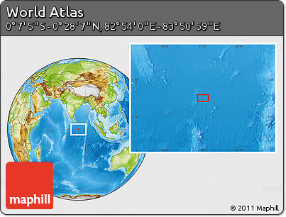 Physical Location Map of the Area around 0° 10' 31" N, 83° 22' 30" E