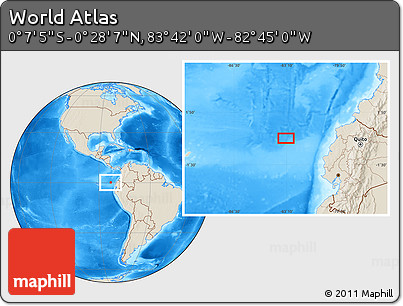 Shaded Relief Location Map of the Area around 0° 10' 31" N, 83° 13' 29" W