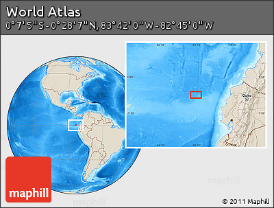 Shaded Relief Location Map of the Area around 0° 10' 31" N, 83° 13' 29" W