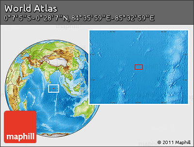 Physical Location Map of the Area around 0° 10' 31" N, 85° 4' 29" E