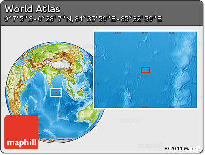 Physical Location Map of the Area around 0° 10' 31" N, 85° 4' 29" E
