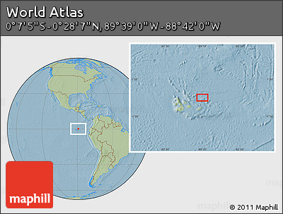 Savanna Style Location Map of the Area around 0° 10' 31" N, 89° 10' 30" W, hill shading