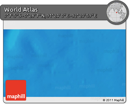 Shaded Relief 3D Map of the Area around 0° 10' 31" N, 91° 52' 30" E