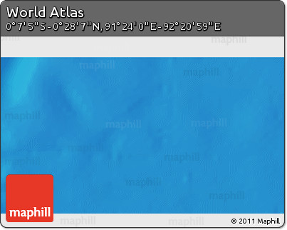 Shaded Relief 3D Map of the Area around 0° 10' 31" N, 91° 52' 30" E