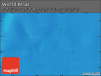 Physical Map of the Area around 0° 10' 31" N, 91° 52' 30" E