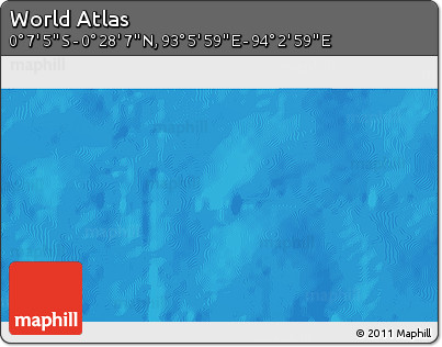 Shaded Relief 3D Map of the Area around 0° 10' 31" N, 93° 34' 29" E