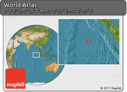 Satellite Location Map of the Area around 0° 10' 31" N, 93° 34' 29" E