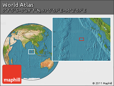 Satellite Location Map of the Area around 0° 10' 31" N, 93° 34' 29" E