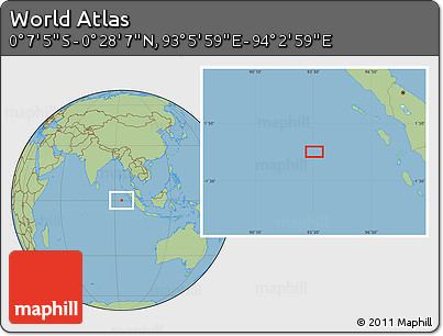 Savanna Style Location Map of the Area around 0° 10' 31" N, 93° 34' 29" E
