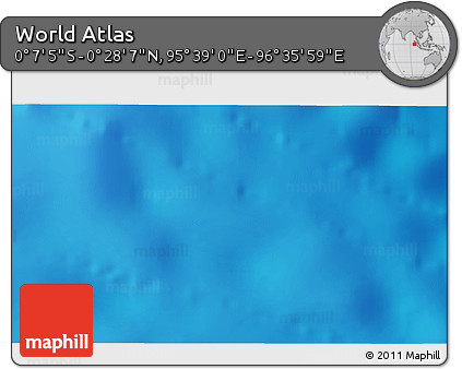 Shaded Relief 3D Map of the Area around 0° 10' 31" N, 96° 7' 30" E