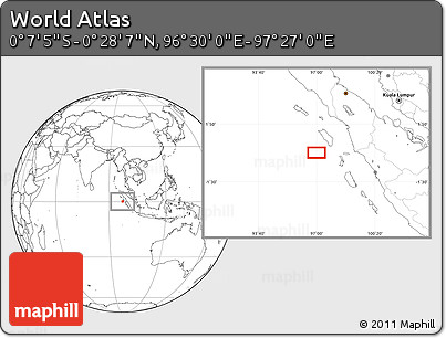 Blank Location Map of the Area around 0° 10' 31" N, 96° 58' 29" E