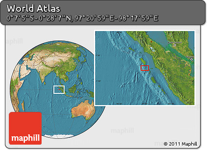 Satellite Location Map of the Area around 0° 10' 31" N, 97° 49' 29" E