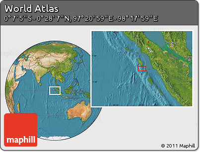 Satellite Location Map of the Area around 0° 10' 31" N, 97° 49' 29" E