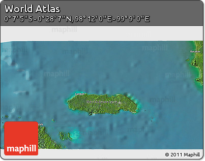 Satellite 3D Map of the Area around 0° 10' 31" N, 98° 40' 30" E