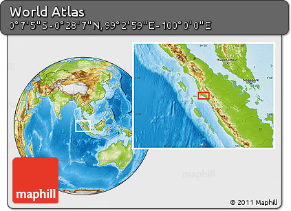 Physical Location Map of the Area around 0° 10' 31" N, 99° 31' 30" E