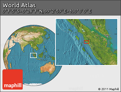 Satellite Location Map of the Area around 0° 10' 31" N, 99° 31' 30" E