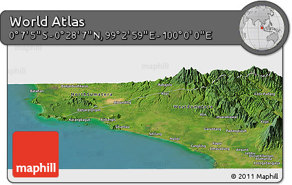 Satellite Panoramic Map of the Area around 0° 10' 31" N, 99° 31' 30" E