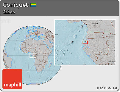 Gray Location Map of Coniquet, hill shading