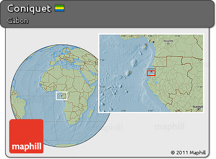 Savanna Style Location Map of Coniquet, hill shading