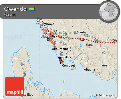 Shaded Relief Map of Owendo