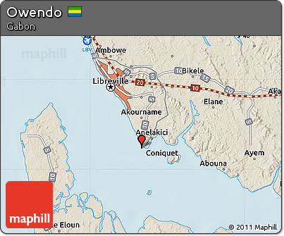 Shaded Relief Map of Owendo
