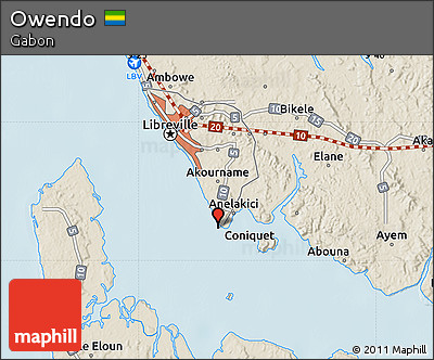 Shaded Relief Map of Owendo