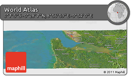Satellite Panoramic Map of the Area around 0° 10' 31" N, 9° 25' 30" E